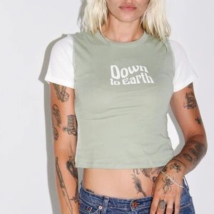 NWOT Denimcratic Down to Earth Cropped Tee